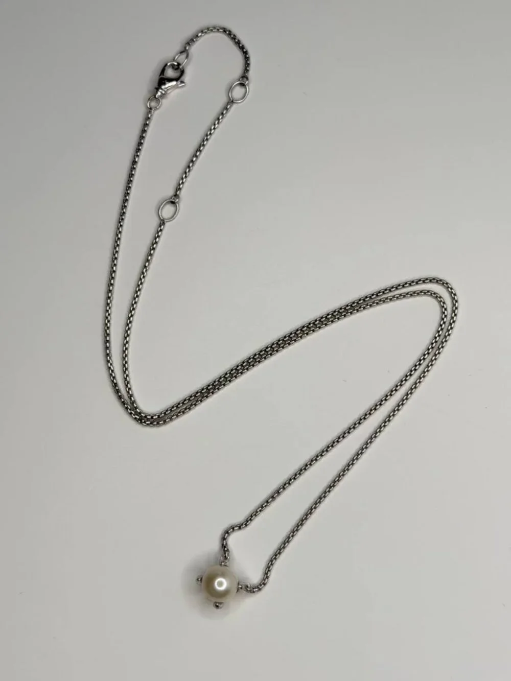 Authentic david yurman pearl necklace sterling silver and diamonds pendant